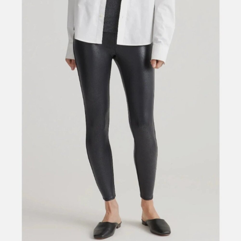 Quince High Waisted Faux Leather Women's Leggings XL Black Casual Workout Edgy